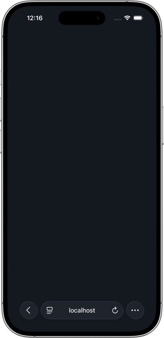 iPhone 17 Pro showing a blank website preview at 402 × 714