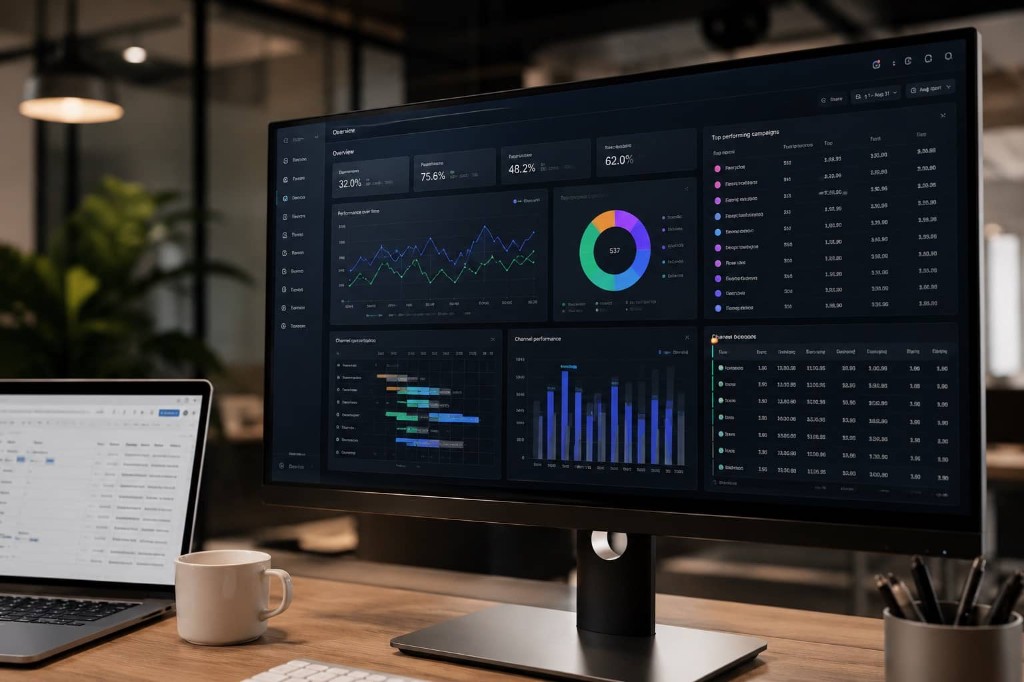 Example of a data-heavy desktop workspace surface