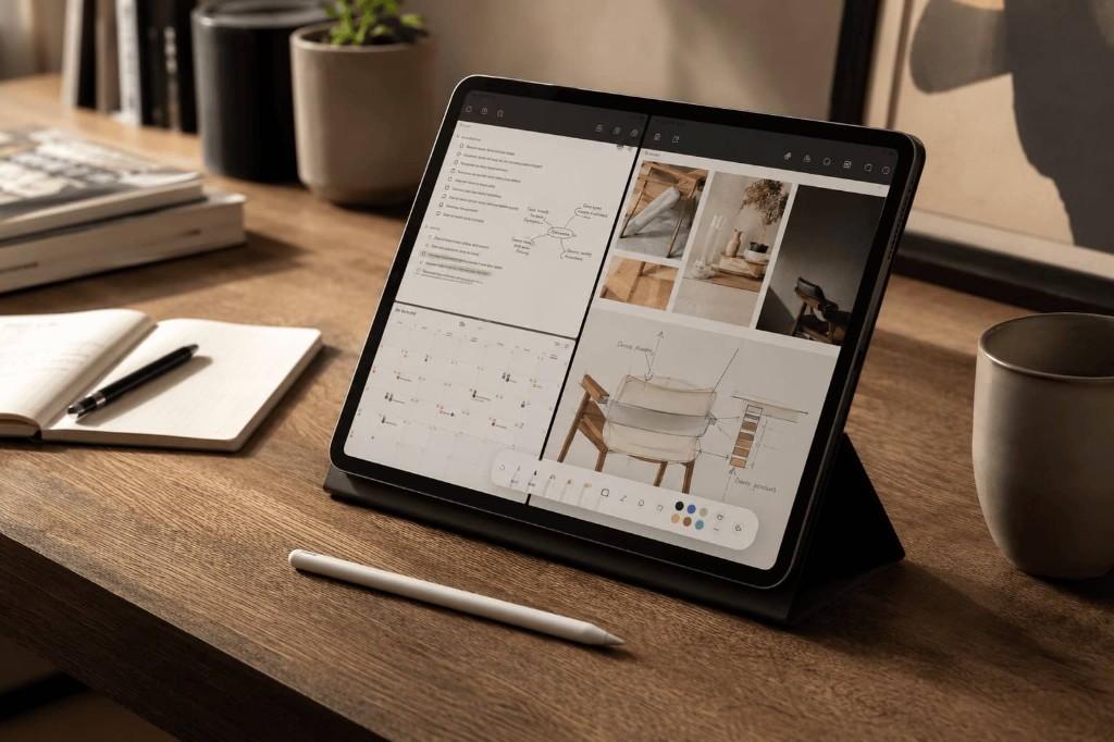 Example of a tablet planning and review surface
